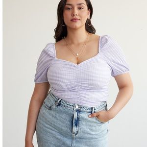 Reitmans Short-Balloon-Sleeve Shirred Top with Sweetheart Neckline